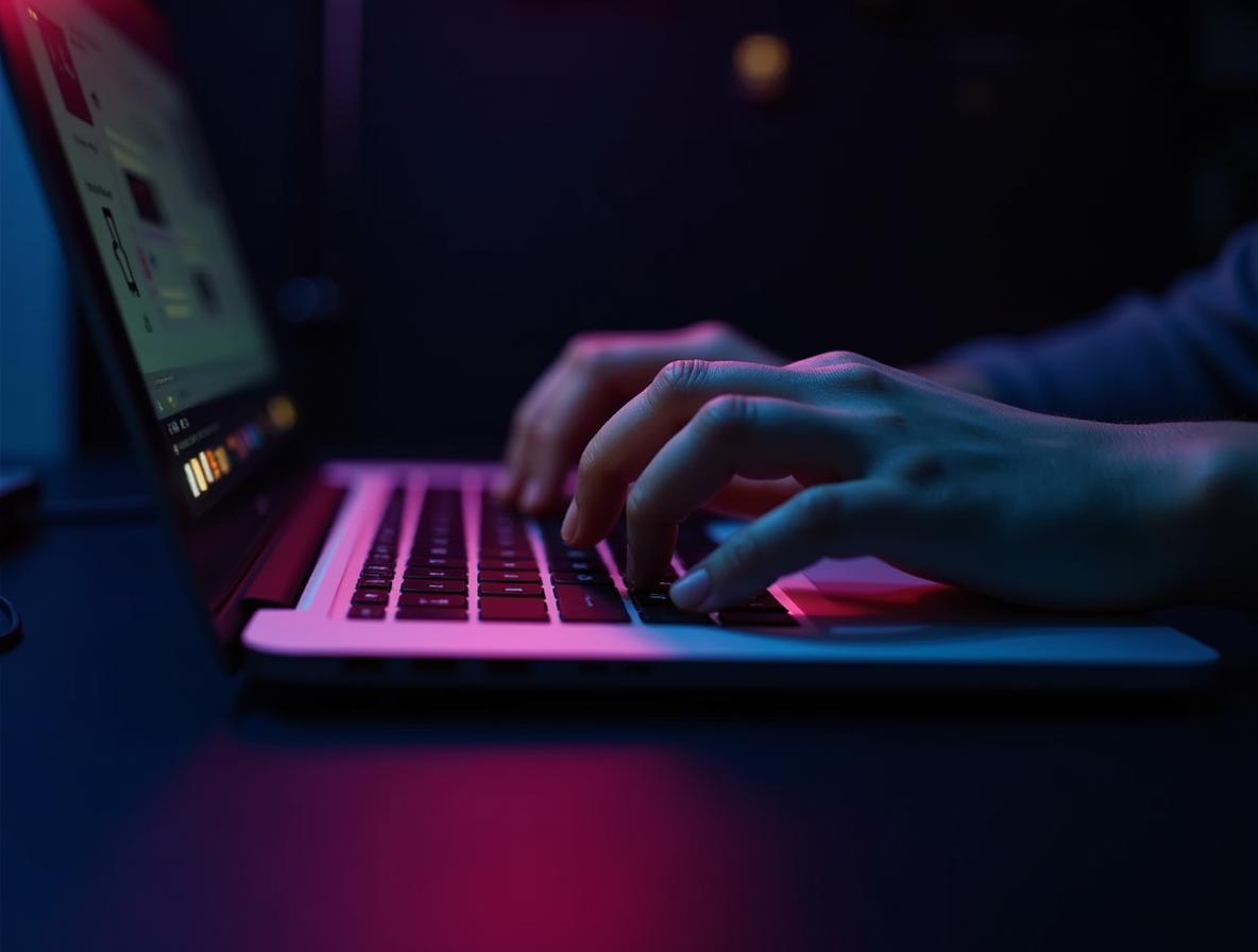 Focused hands typing on laptop showing concentration and productivity