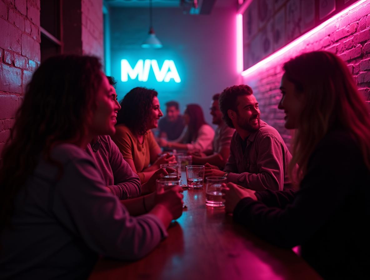 Young professionals socializing at modern wellness-focused venue