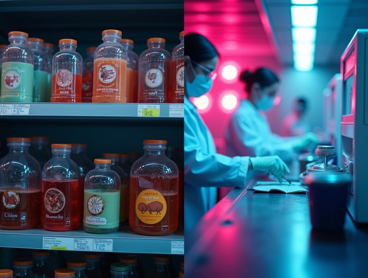 Visual comparison between low-quality gas station kratom and professional lab-tested products