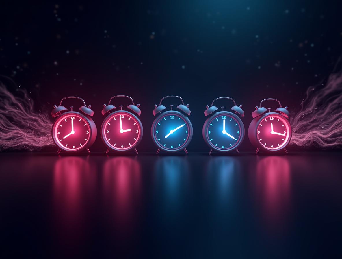 Abstract time visualization showing different onset timelines for kratom formats