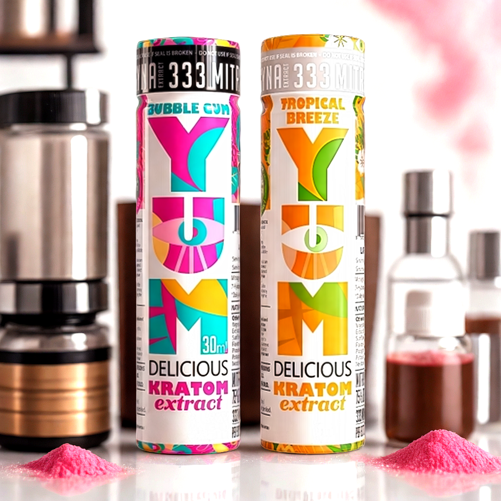 YUM Bubble Gum and Tropical Breeze sampler pack showcasing balanced alkaloid profiles