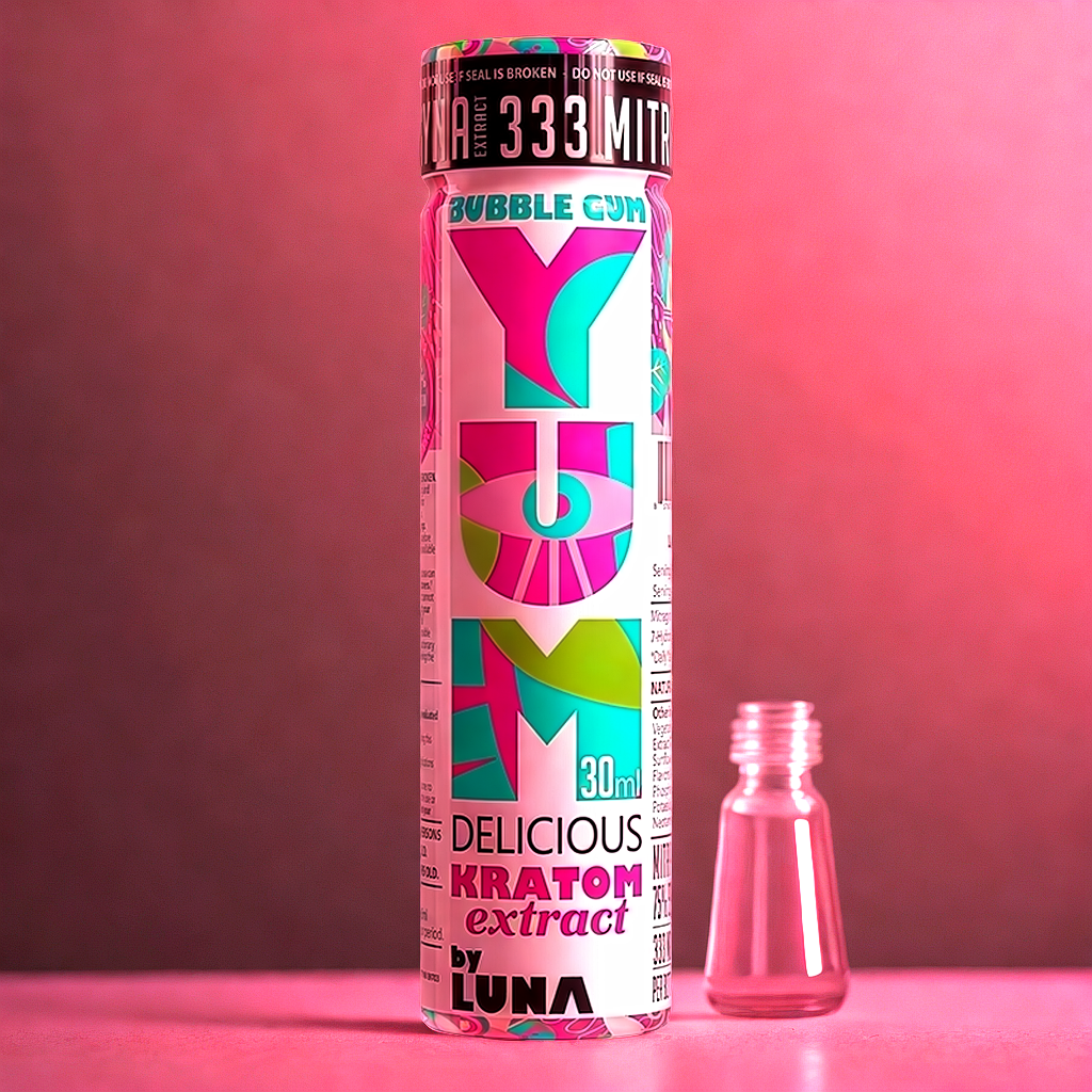 Bubble Gum kratom shot on precision scale emphasizing careful dosing