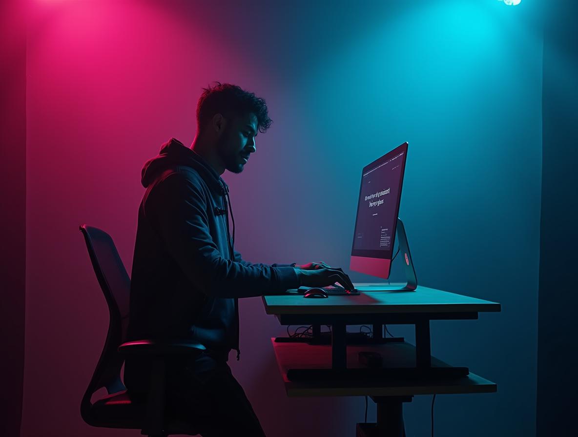 Person in focused flow state at modern workspace