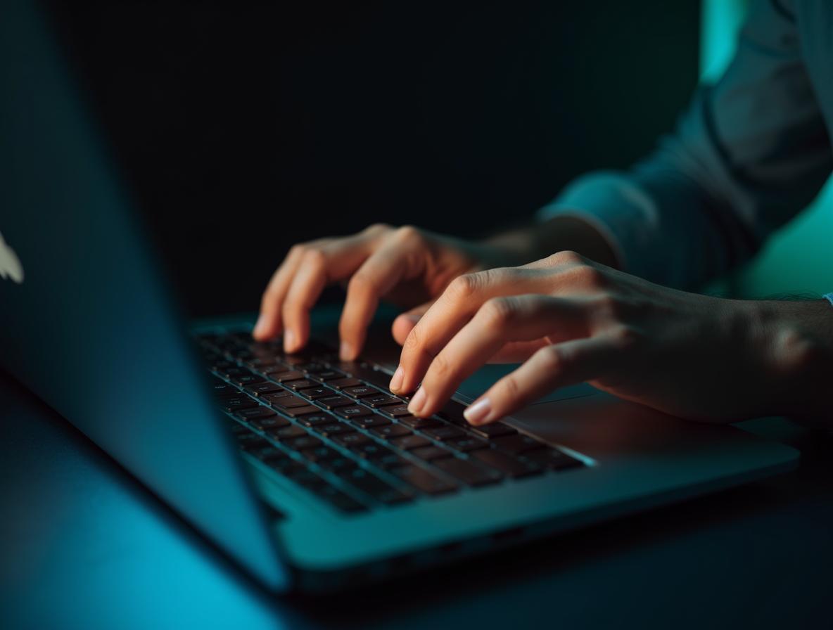 Hands typing on laptop representing sustained focus and productivity