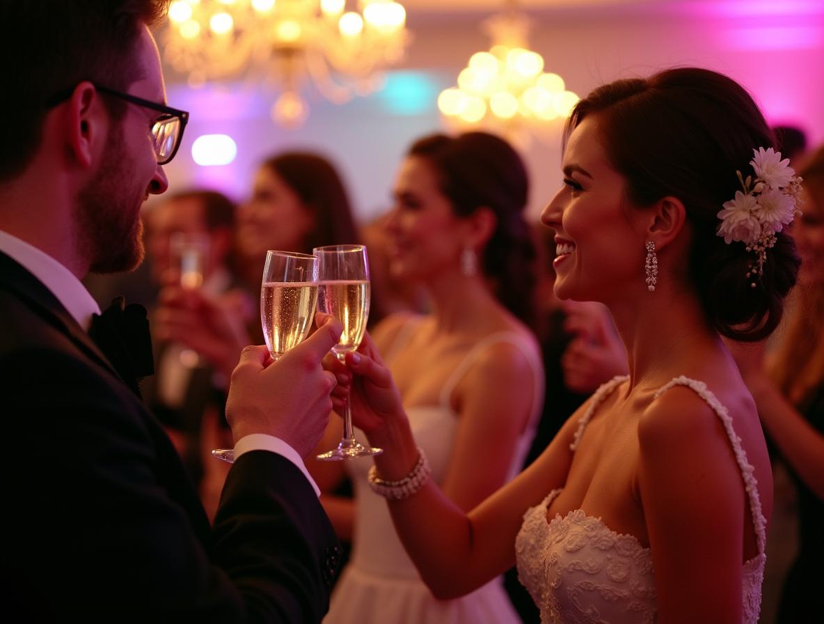Guests enjoying wedding reception celebration
