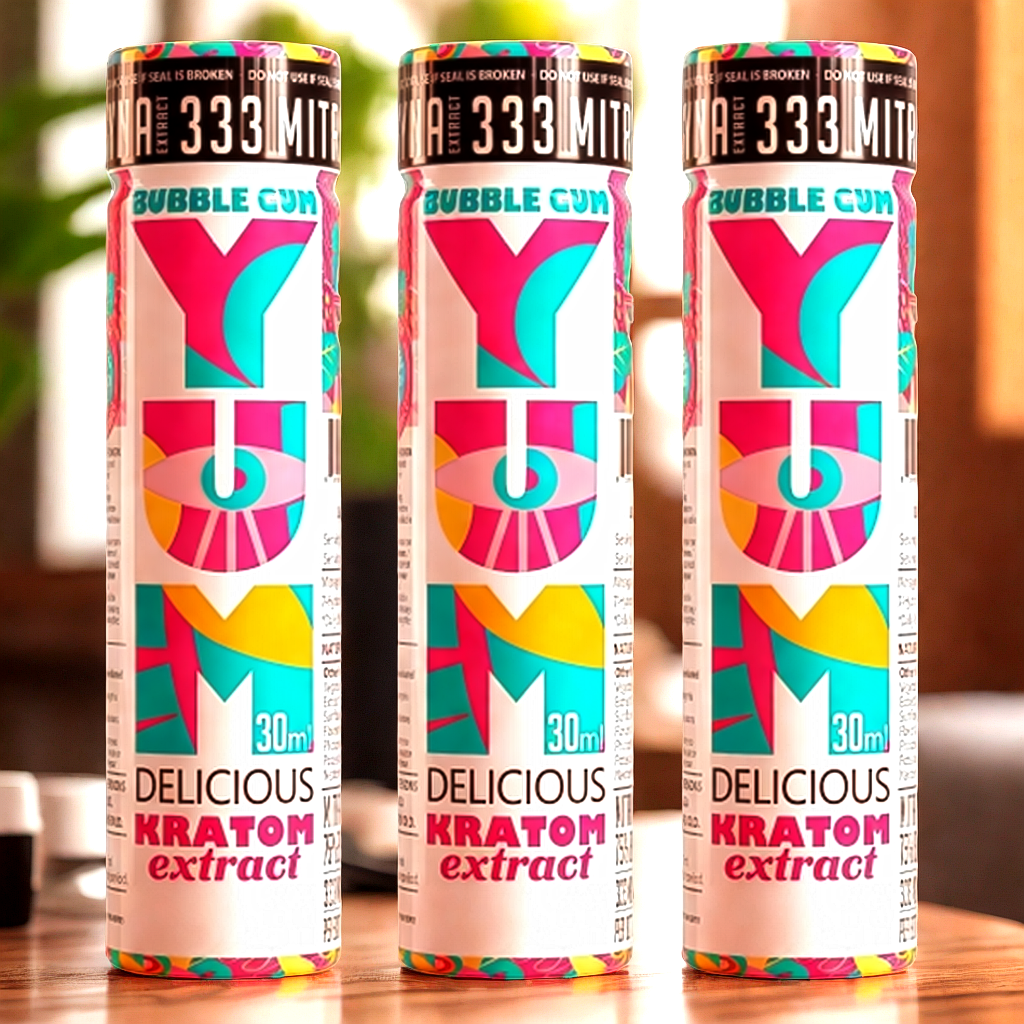 YUM Triple Play Bubble Gum pack in professional workspace