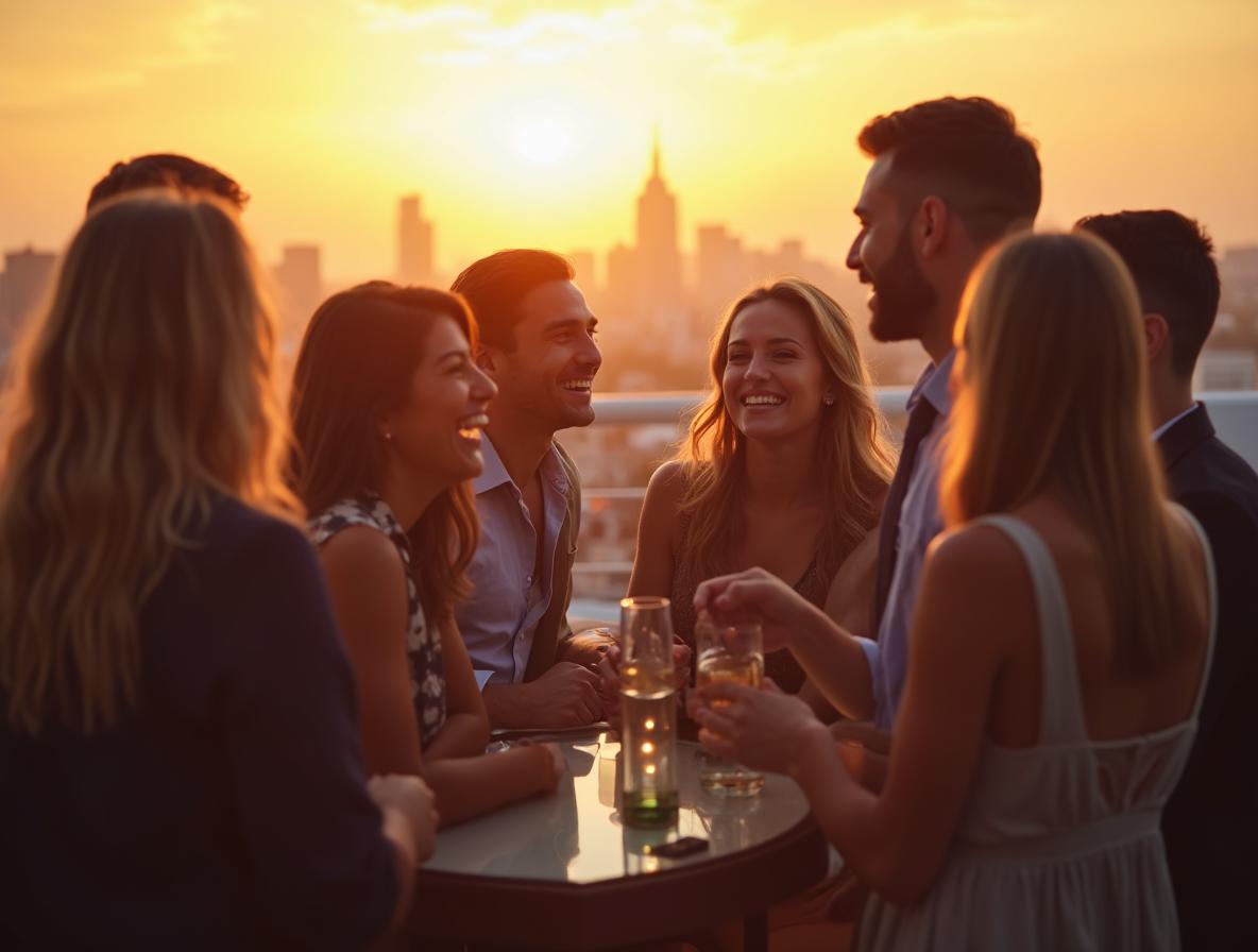 Young professionals enjoying social evening without alcohol dependency