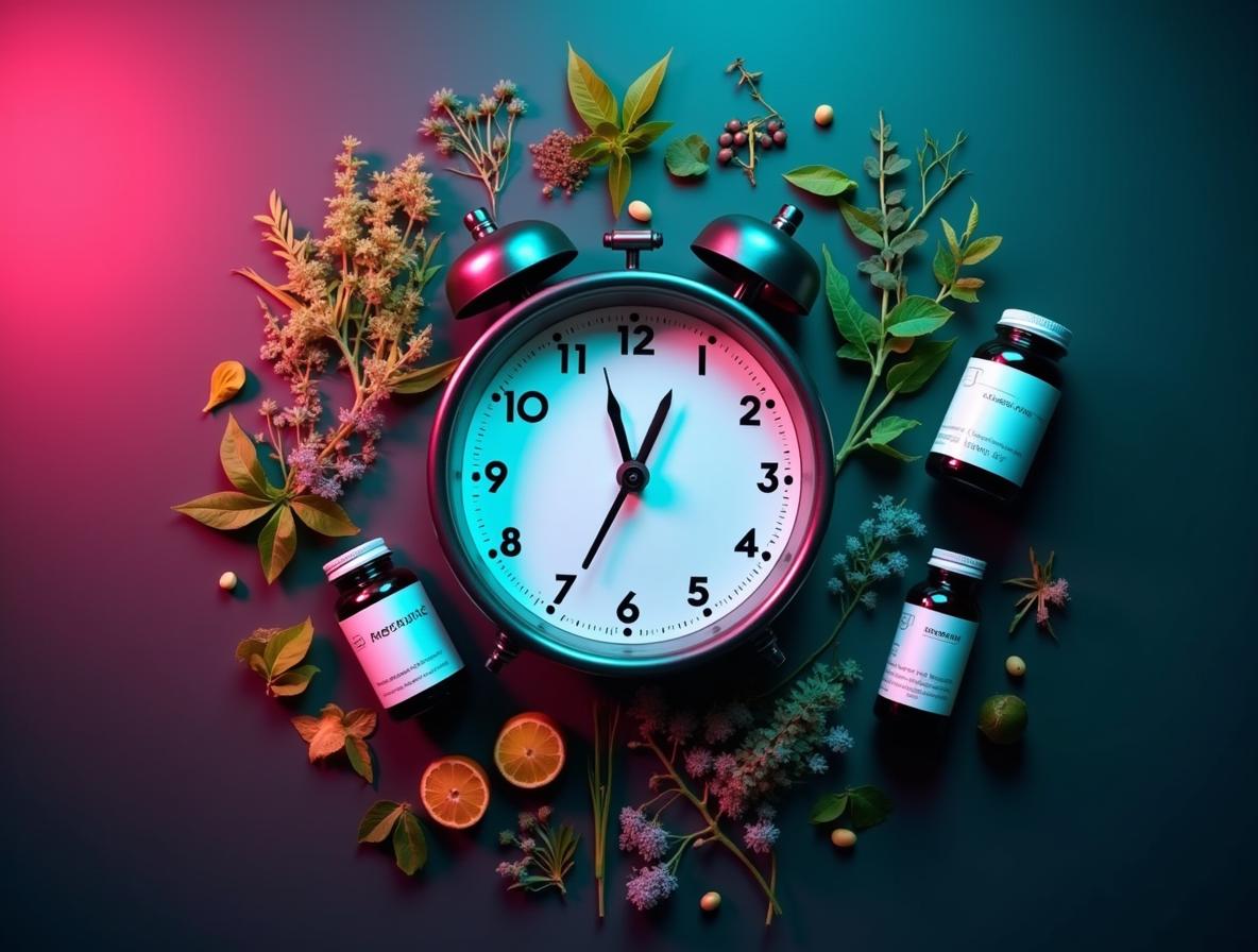 Visual representation of timing protocols for botanical wellness supplements