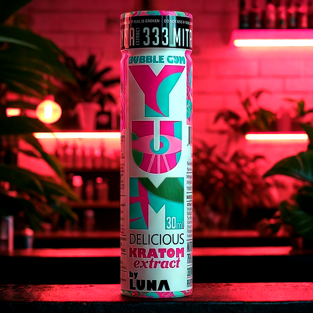 Premium kratom shot in modern bar setting