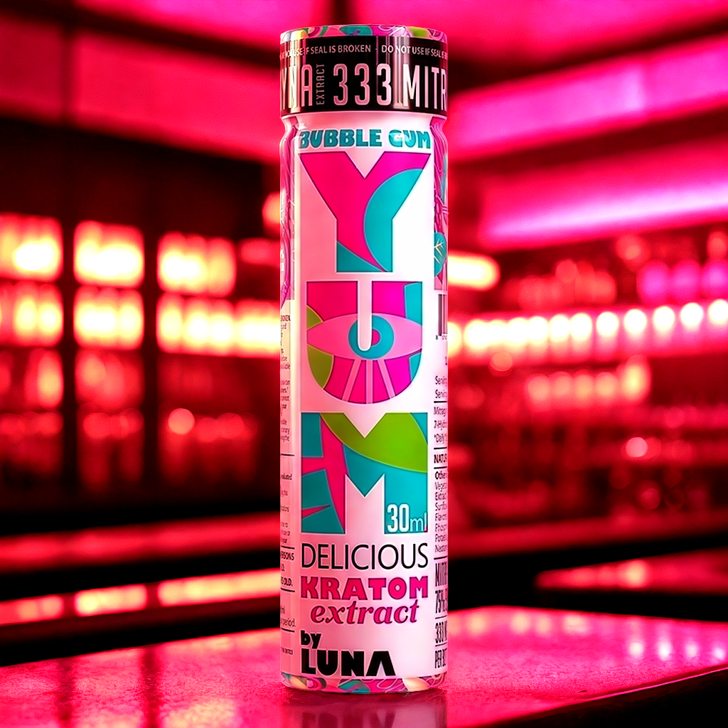 YUM Bubble Gum kratom shot for social networking events