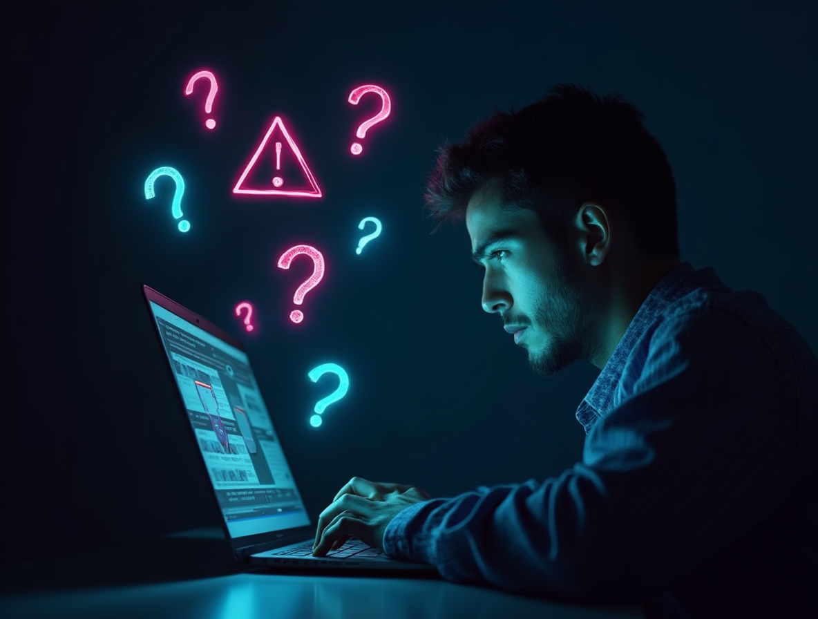 Person researching conflicting health information and warnings
