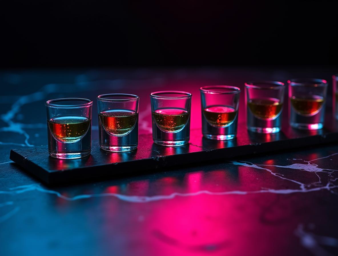 Kratom extract tasting flight showing different quality levels and flavor profiles