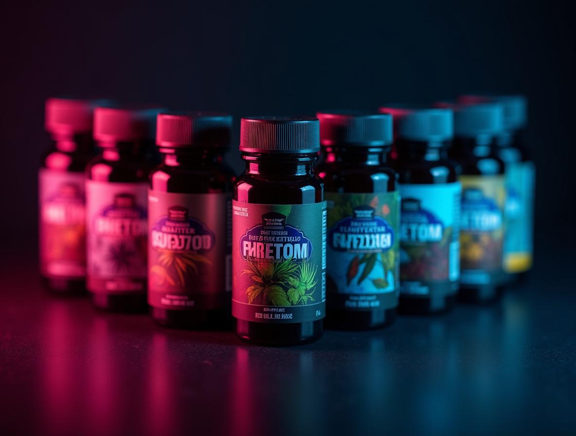 Comparison of different kratom product labels showing quality differences