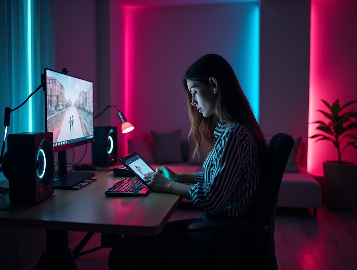 Modern creative workspace with ambient lighting for strategic kratom timing