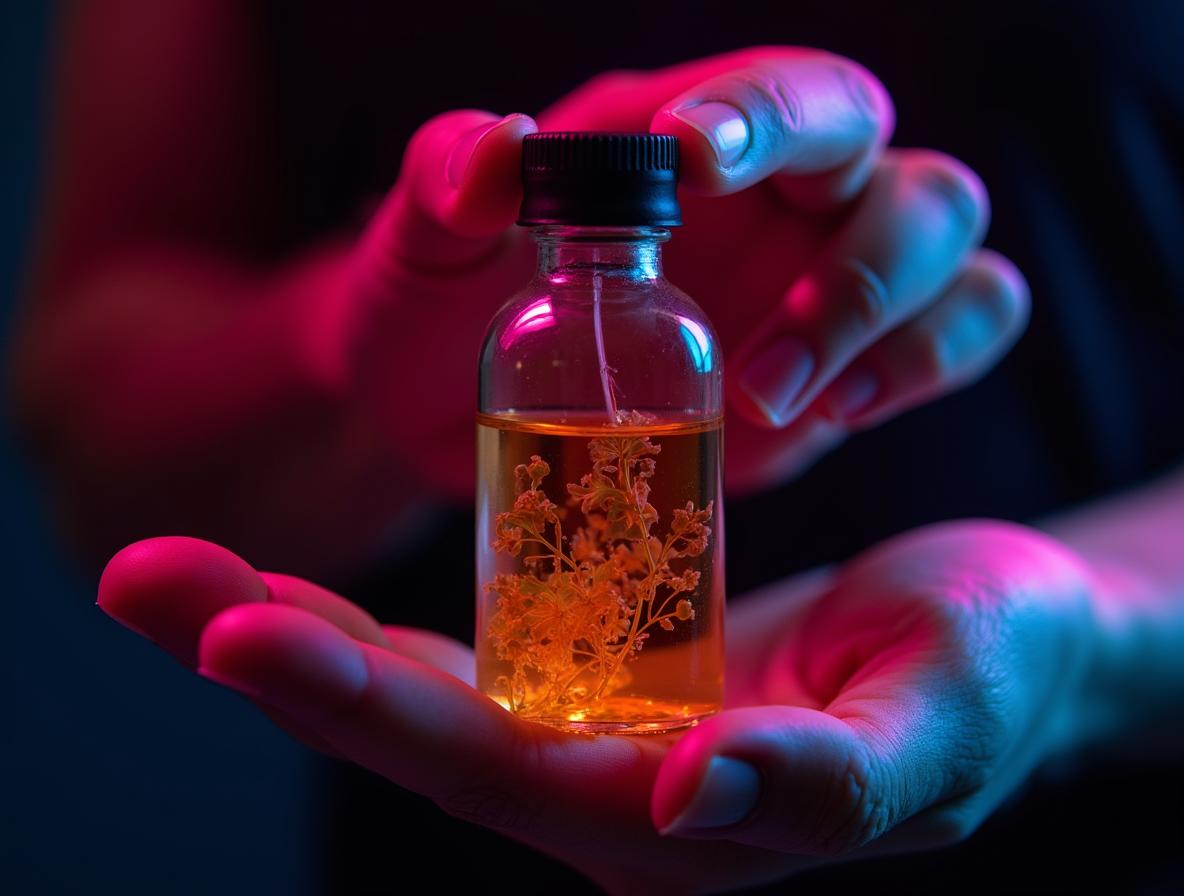 Premium kratom extract shot in dramatic lighting showing quality and transparency