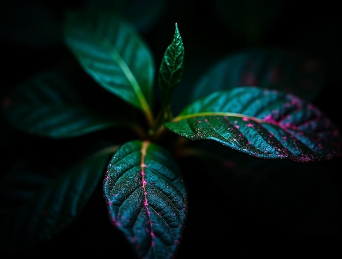 Close-up of kratom tree leaves showing their natural glossy green appearance
