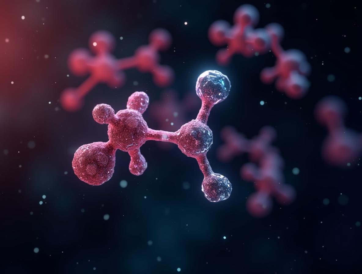 Molecular visualization representing drug metabolism pathways and potential kratom interactions
