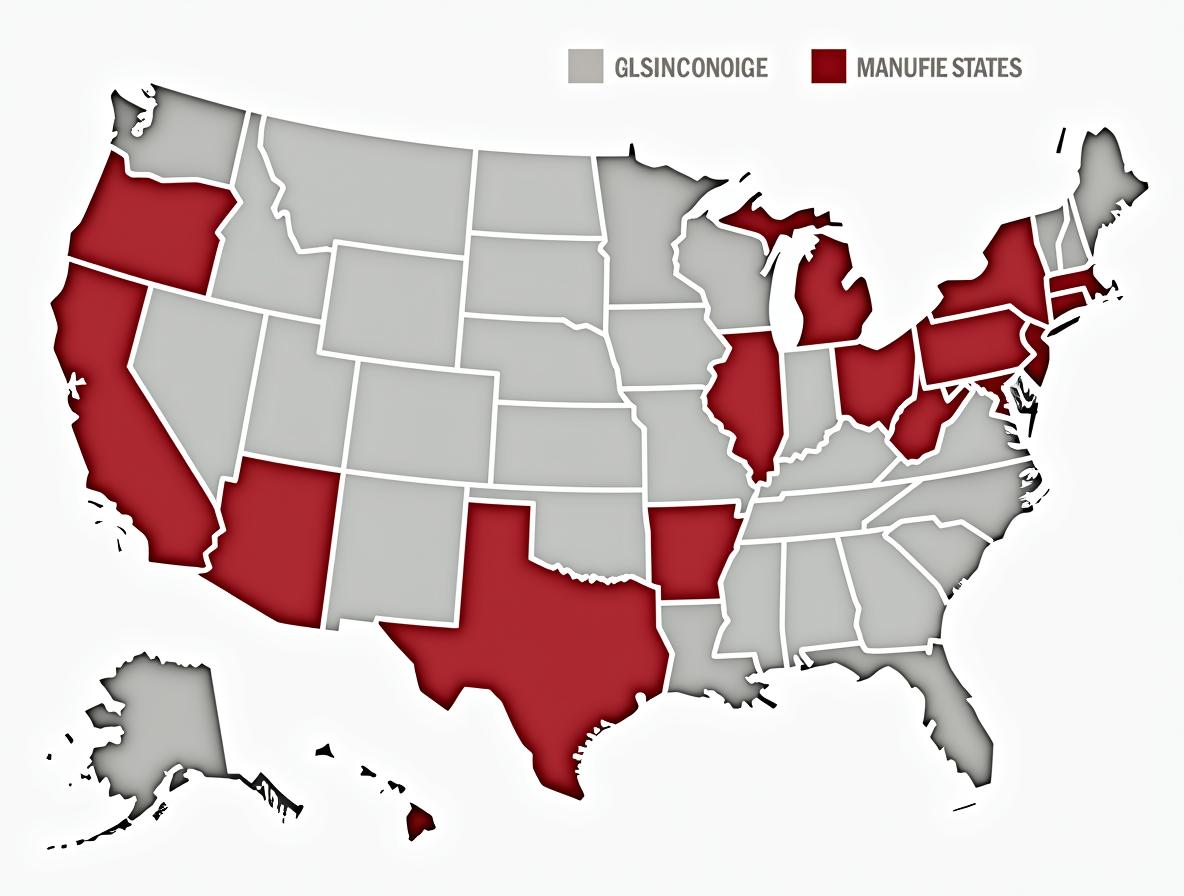 Map showing US states where kratom is legally restricted