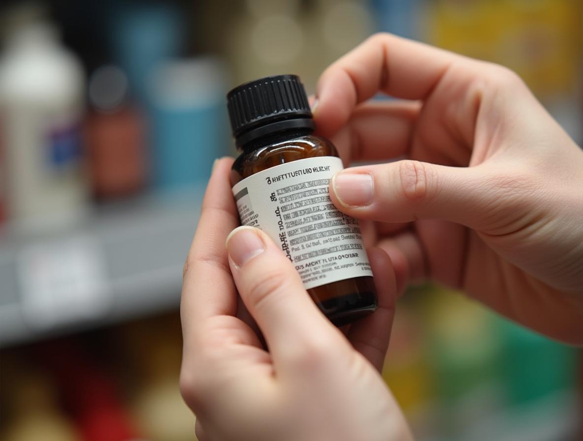 Person carefully reading kratom product label and ingredients