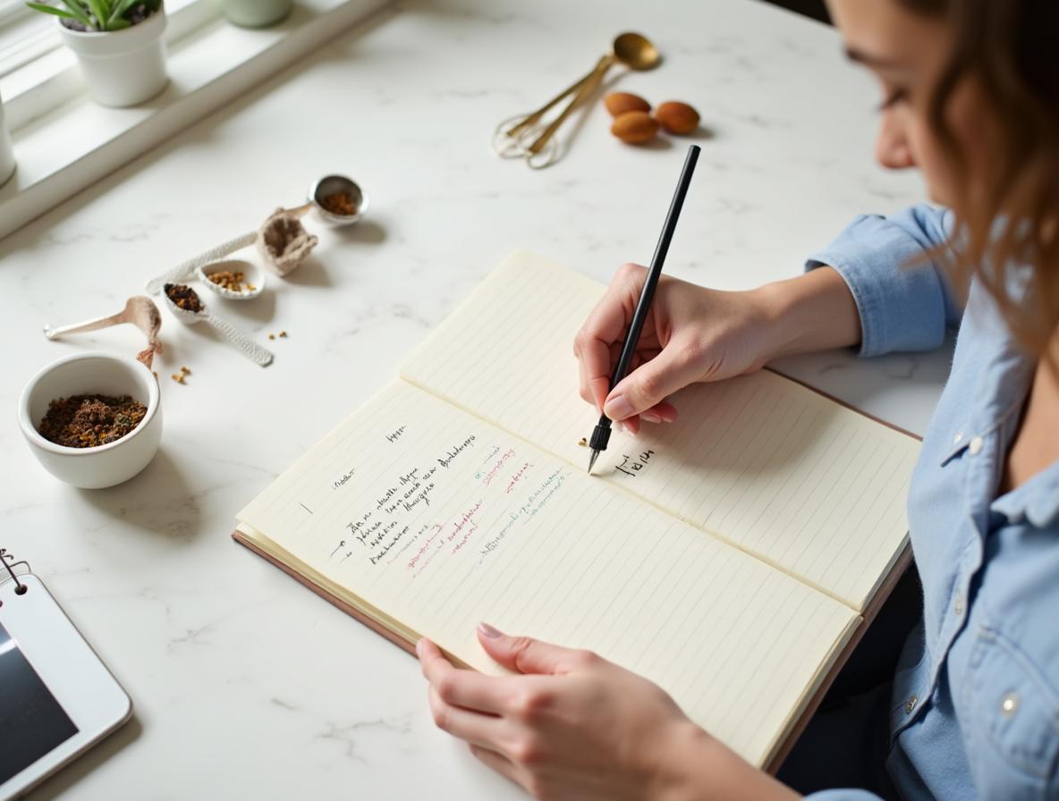 Person tracking botanical supplement usage in journal