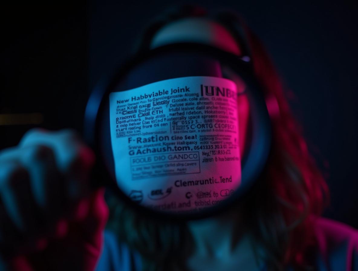 Consumer carefully examining kratom product label for quality markers and testing information