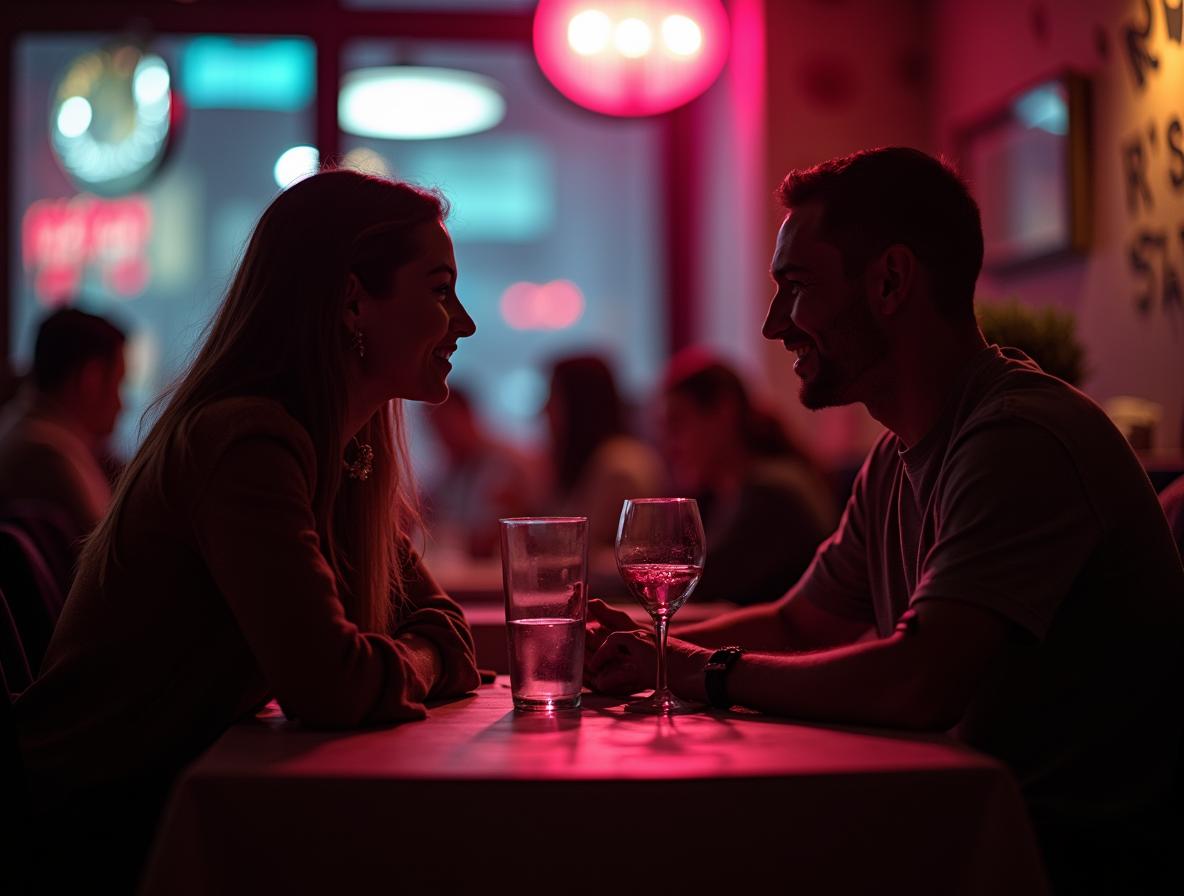 Authentic conversation between two people on a first date