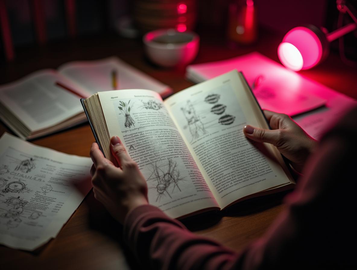 Person researching botanical science and alkaloid information