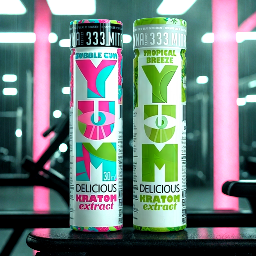 YUM kratom sampler pack in modern fitness environment for pre-workout comparison
