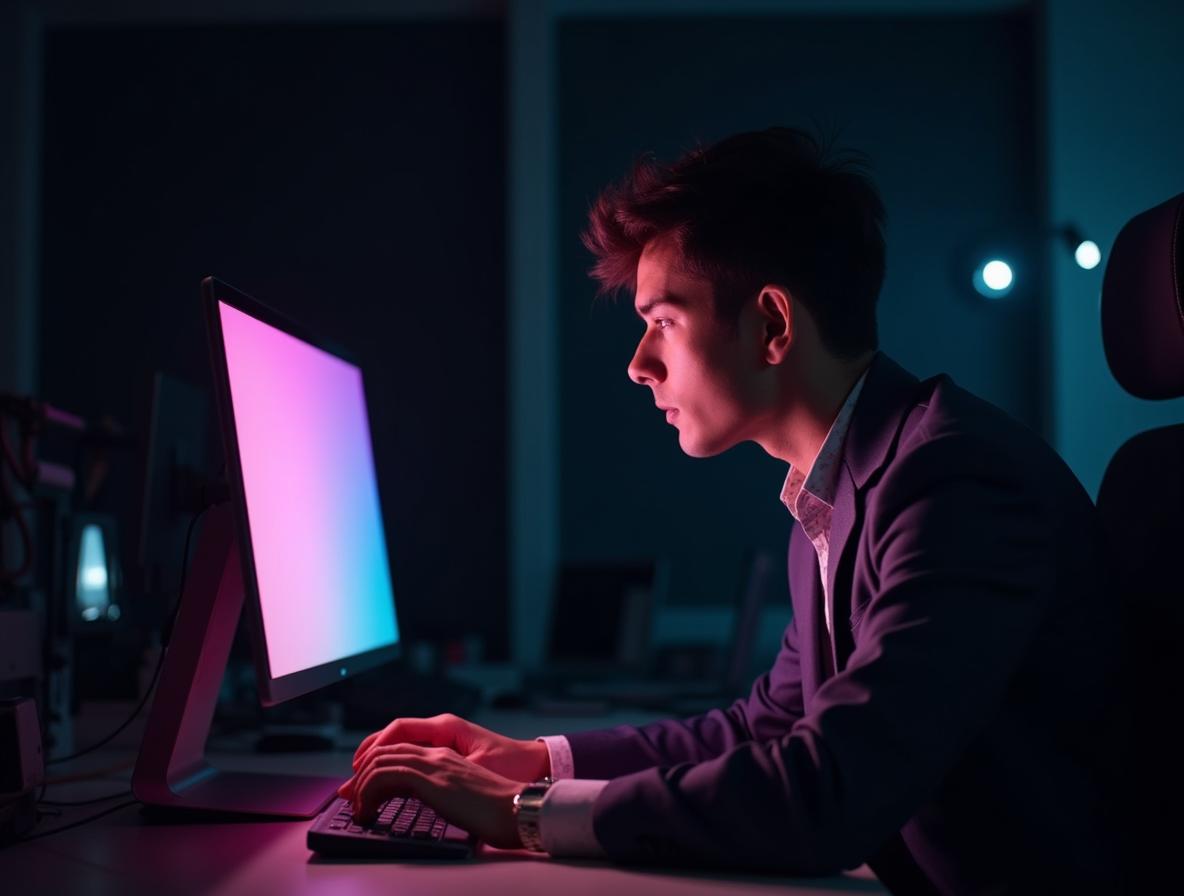 Person in focused work state showing sustained energy and concentration