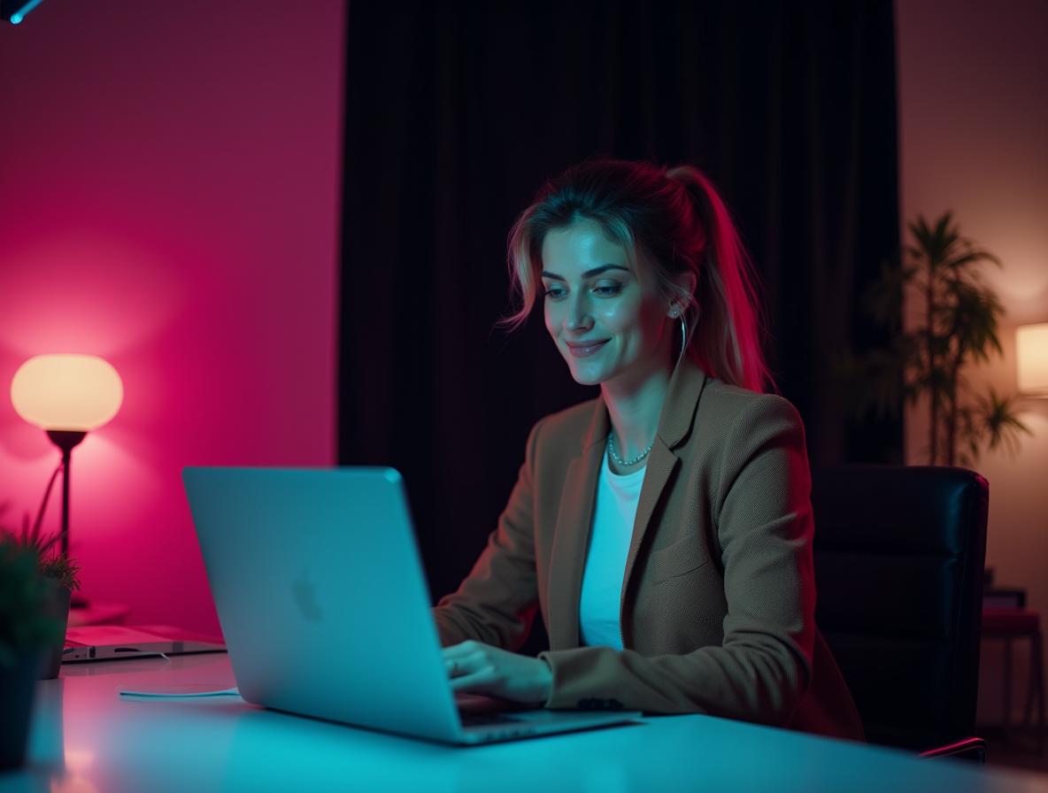Person experiencing focused clarity while working at modern desk setup