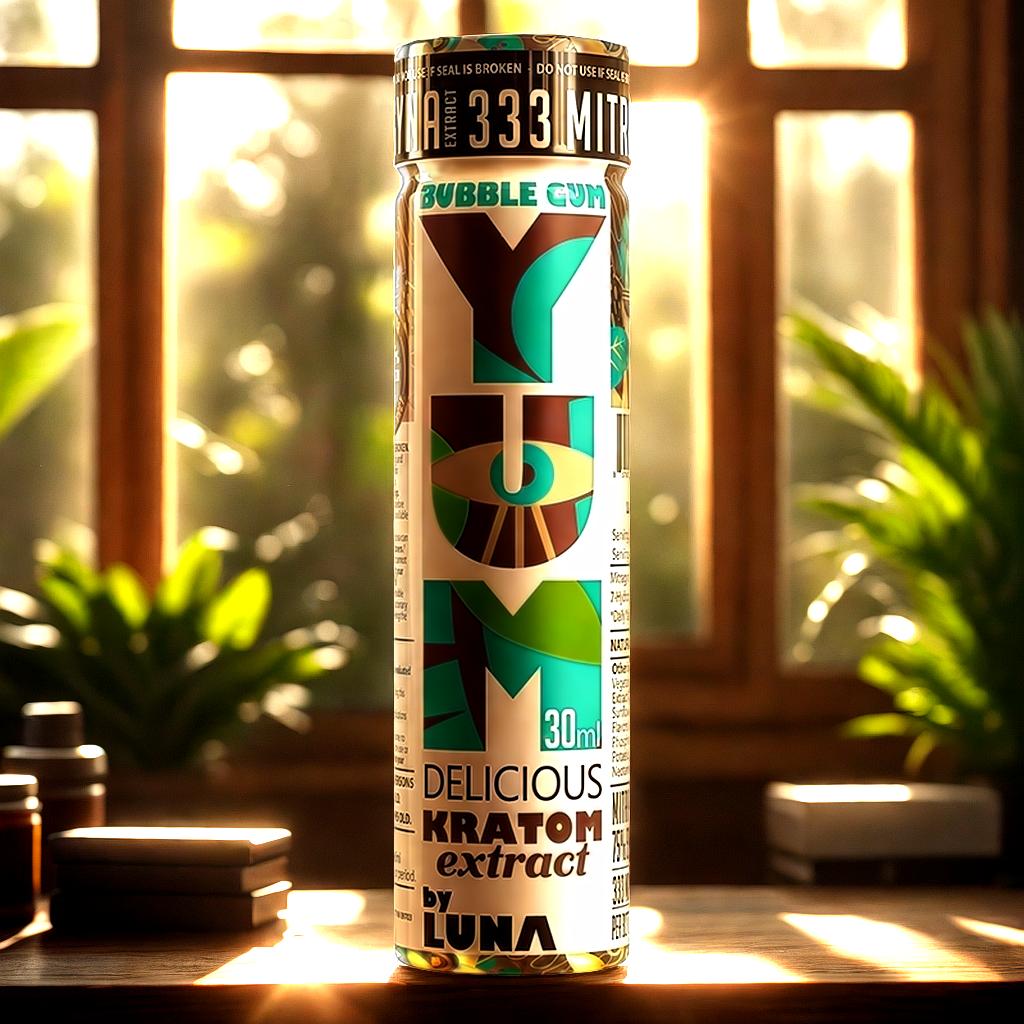 YUM Bubble Gum kratom shot for sustained energy and focus