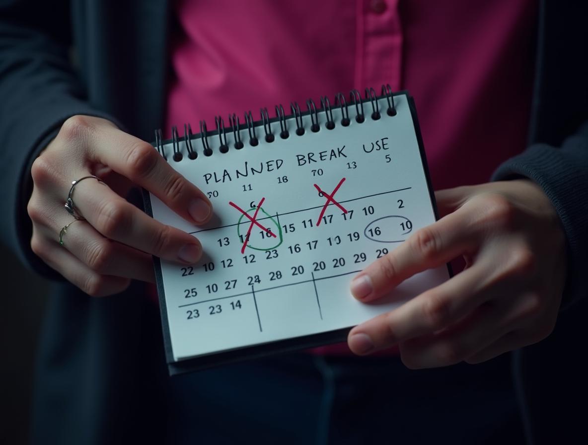 Calendar showing planned breaks for sustainable kratom use patterns