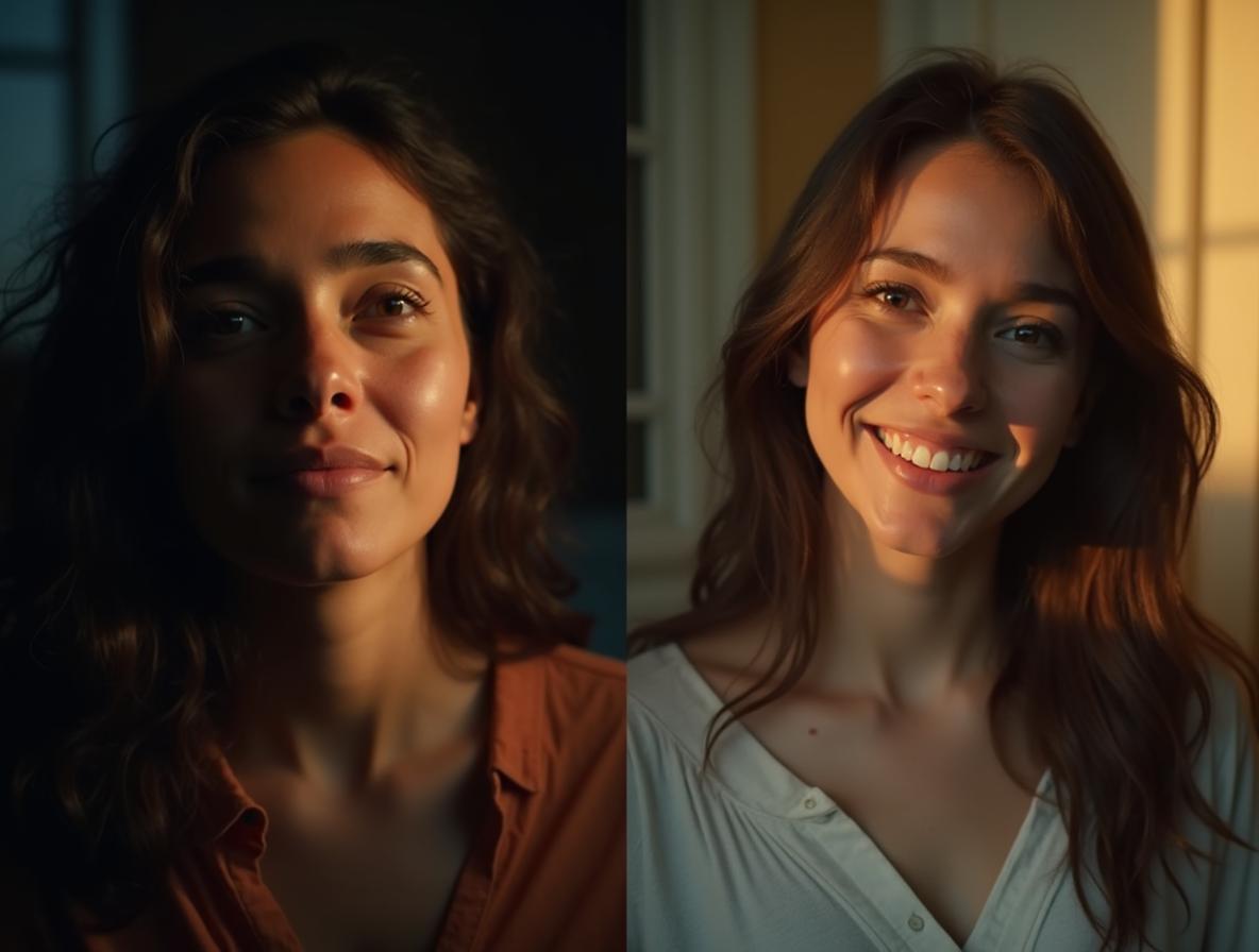 Visual comparison of evening relaxation and next-morning clarity with kratom