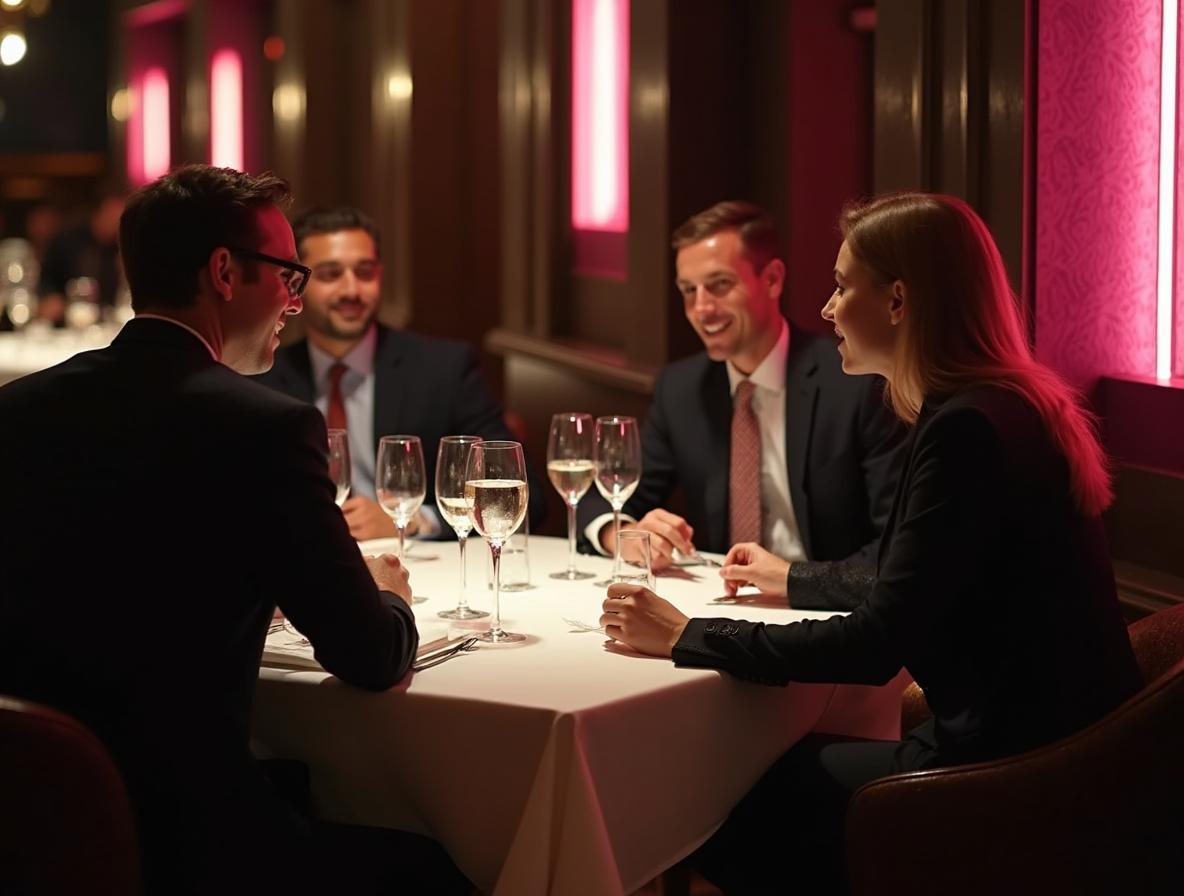 Upscale business dinner environment