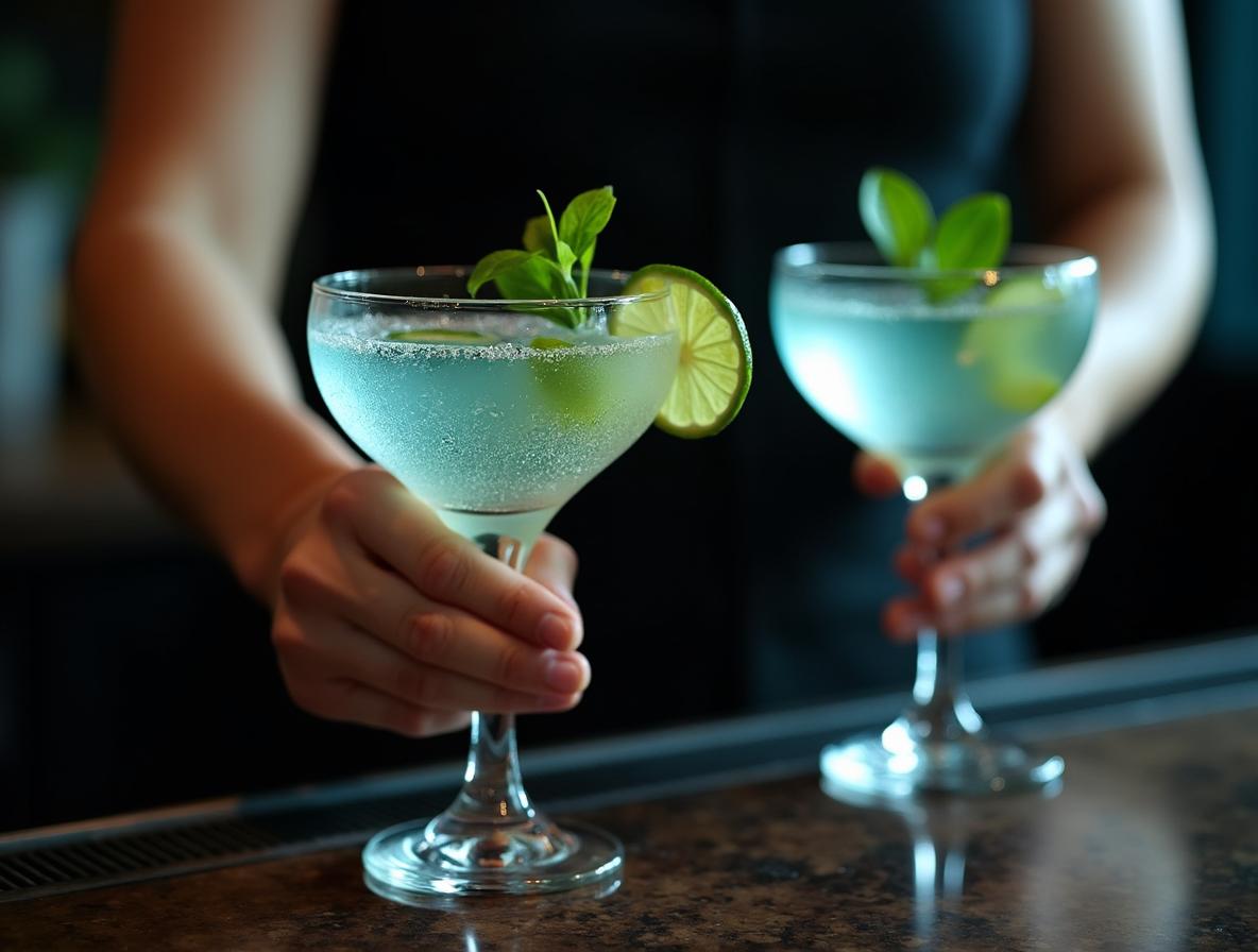 Sophisticated non-alcoholic drink choice at upscale venue