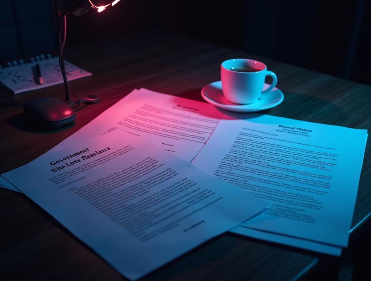 FDA documents and regulatory papers being reviewed under dramatic lighting