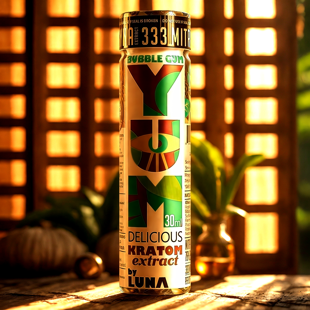 DrinkYum Bubble Gum kratom shot with traditional Southeast Asian elements