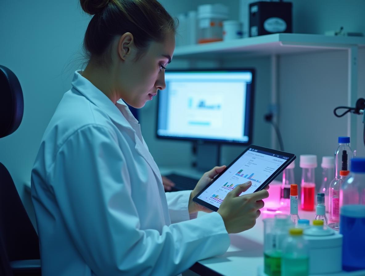 Laboratory professional reviewing kratom quality test results