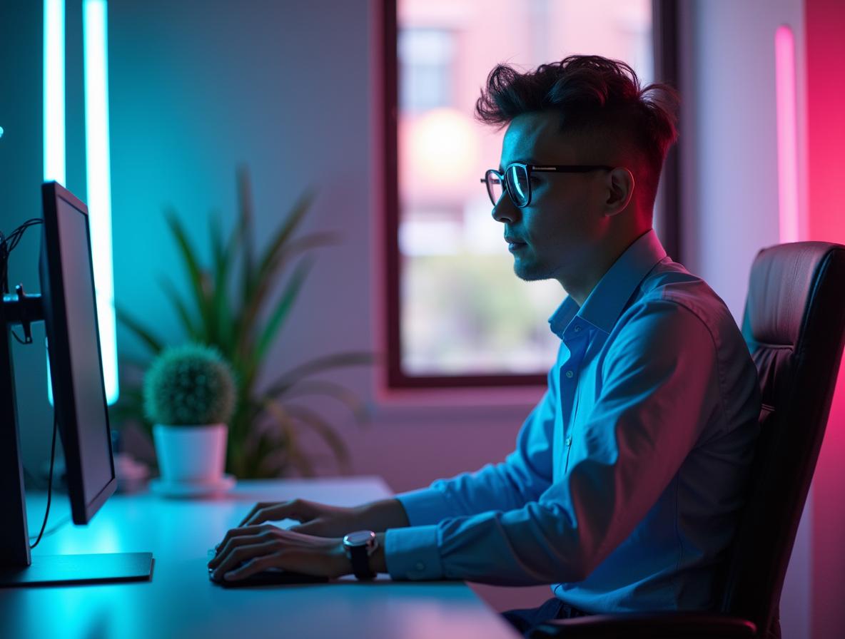Professional experiencing clean energy and focus in modern workspace