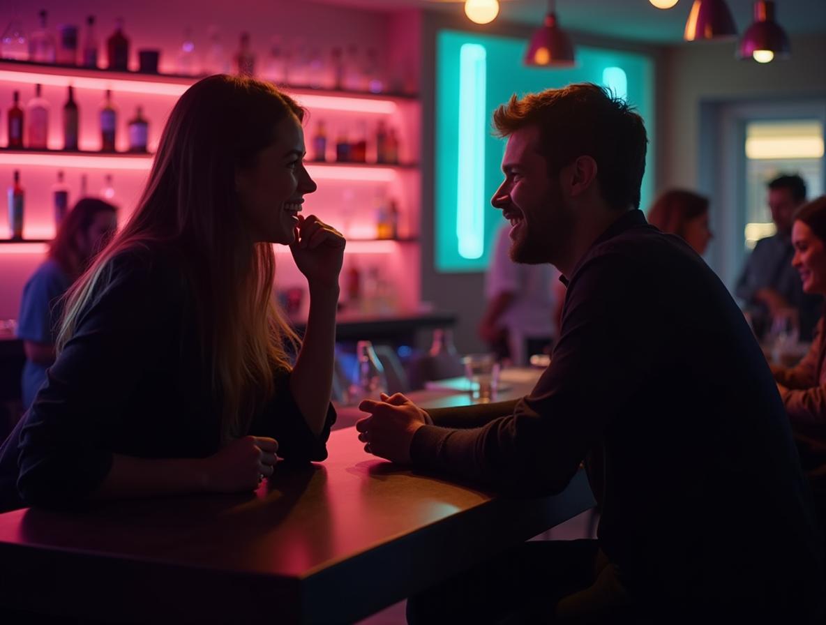 People enjoying natural conversation in social setting